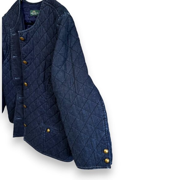 Lauren Jeans Co. Ralph Lauren Blue Quilted Denim Jacket Gold Buttons EUC - Picture 4 of 11